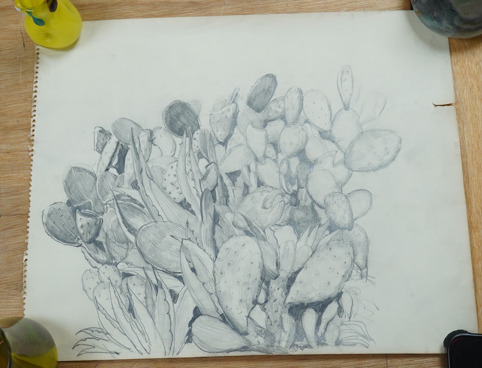 Adrian Paul Allinson ROI (1890-1959), watercolour and pencil drawing from the artists sketch book, Still life’s of flowers, unsigned, unframed. Condition - fair